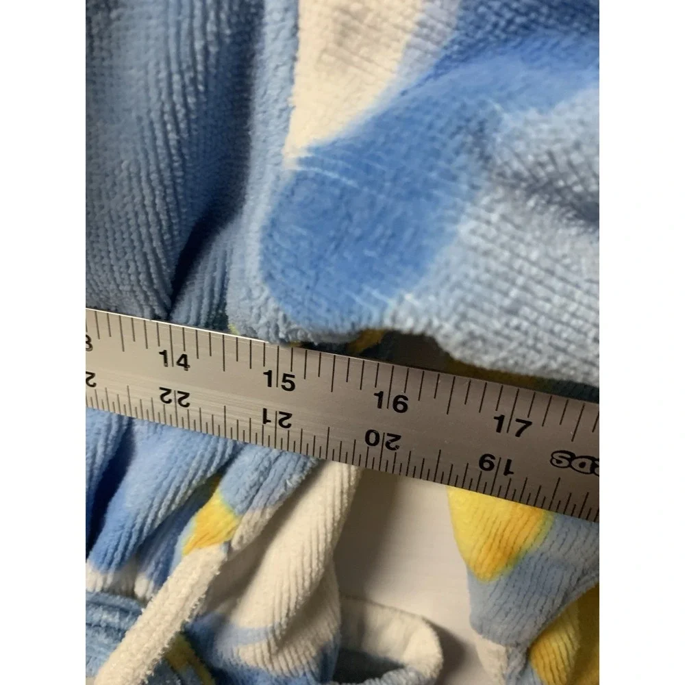Bullfrogs & Butterflys Moon & Stars Robe Blue Large Belt Pocket Hood Terry Cloth